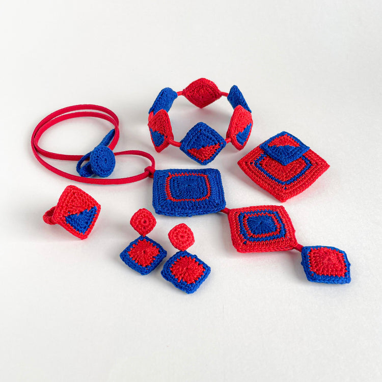 Tessera geometric crochet jewelry collection by Crochet by Heart
