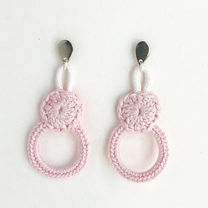 Pastel pink crochet earrings, lightweight and feminine