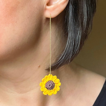 Sunflower Threader Earrings