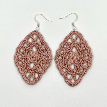 Handmade antique color crochet lace earrings with silver accents, adding a touch of elegance to any outfit. French hook ear wire.